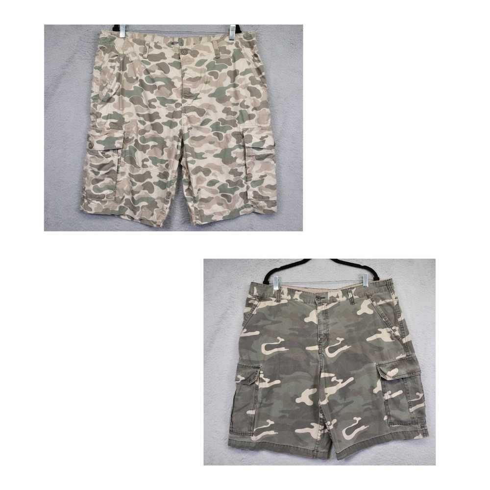 Old Navy Cargo‎ Shorts Lot of 2 Mens 40 Green Brown Camo Utility Outdoor Hiking